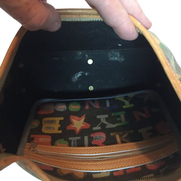 Dooney & Bourke Multicolor HoBo Shoulder Bag Coated Canvas Logo Zip Top - Picture 12 of 14